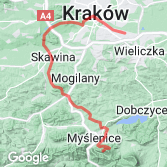 Mapa Kraków - Myślenice - terenowo